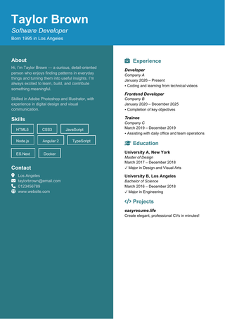 Default base resume template preview