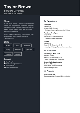 Charcoal Executive resume template preview