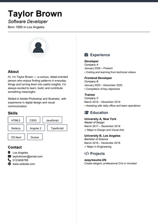 Editorial Rule Portrait resume template preview