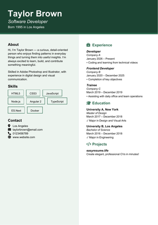 Linux Inspired Strict resume template preview