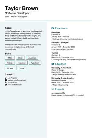 Sidebar Portrait resume template preview