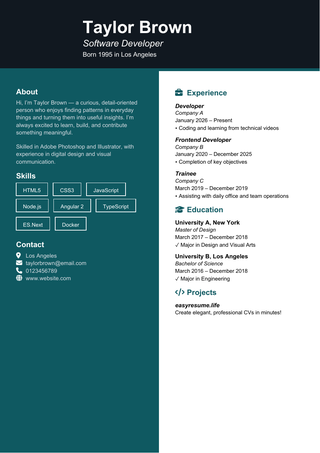 Executive Portrait Block resume template preview