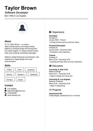 Minimal ATS Portrait resume template preview