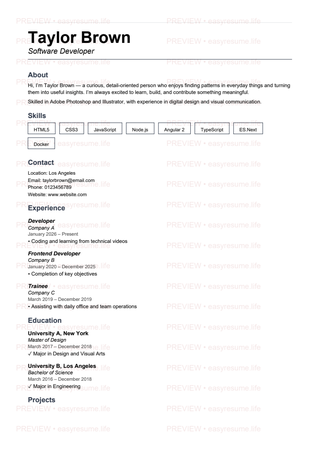 05 Formal Single Flow resume template preview